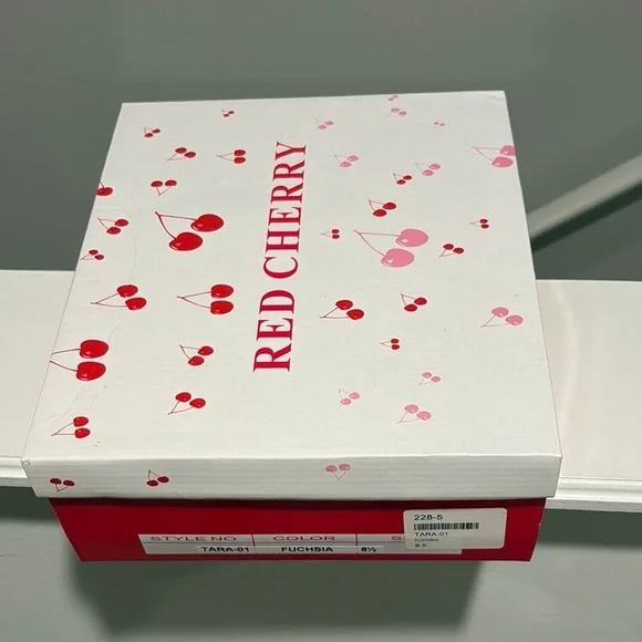 Red Cherry (Pink/White Platform Heels with Ankle Strap - Picture 7 of 7